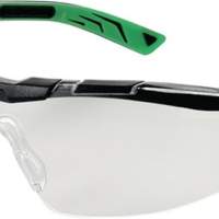 Safety goggles 5X6 temples gunmetallic/green lens clear