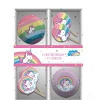 Unicorn muffin baking set with flags, 1 piece